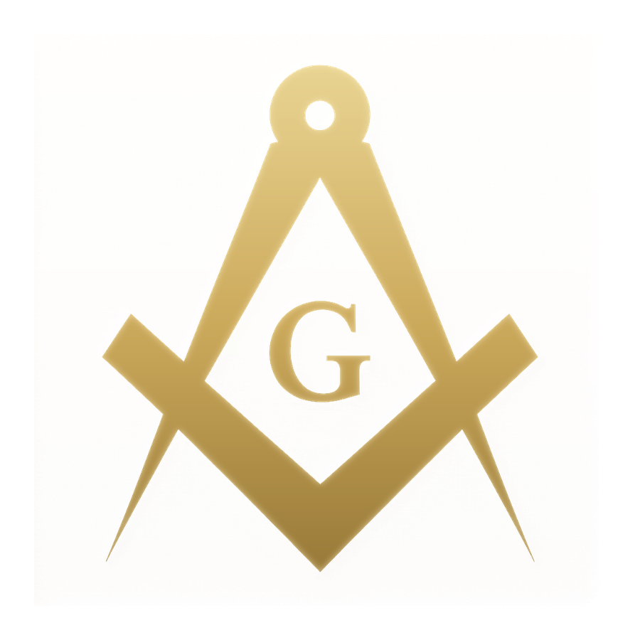 The square and compasses of Freemasonry in gold